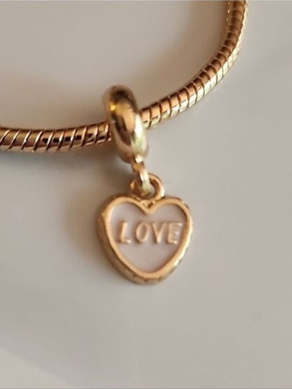 Last One Love Gold Light Pink Enamel Heart Charm